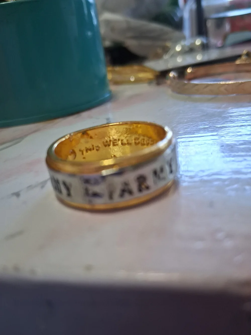 Gold and Silver Two-Tone Inspirational Army Ring -  Jewelry